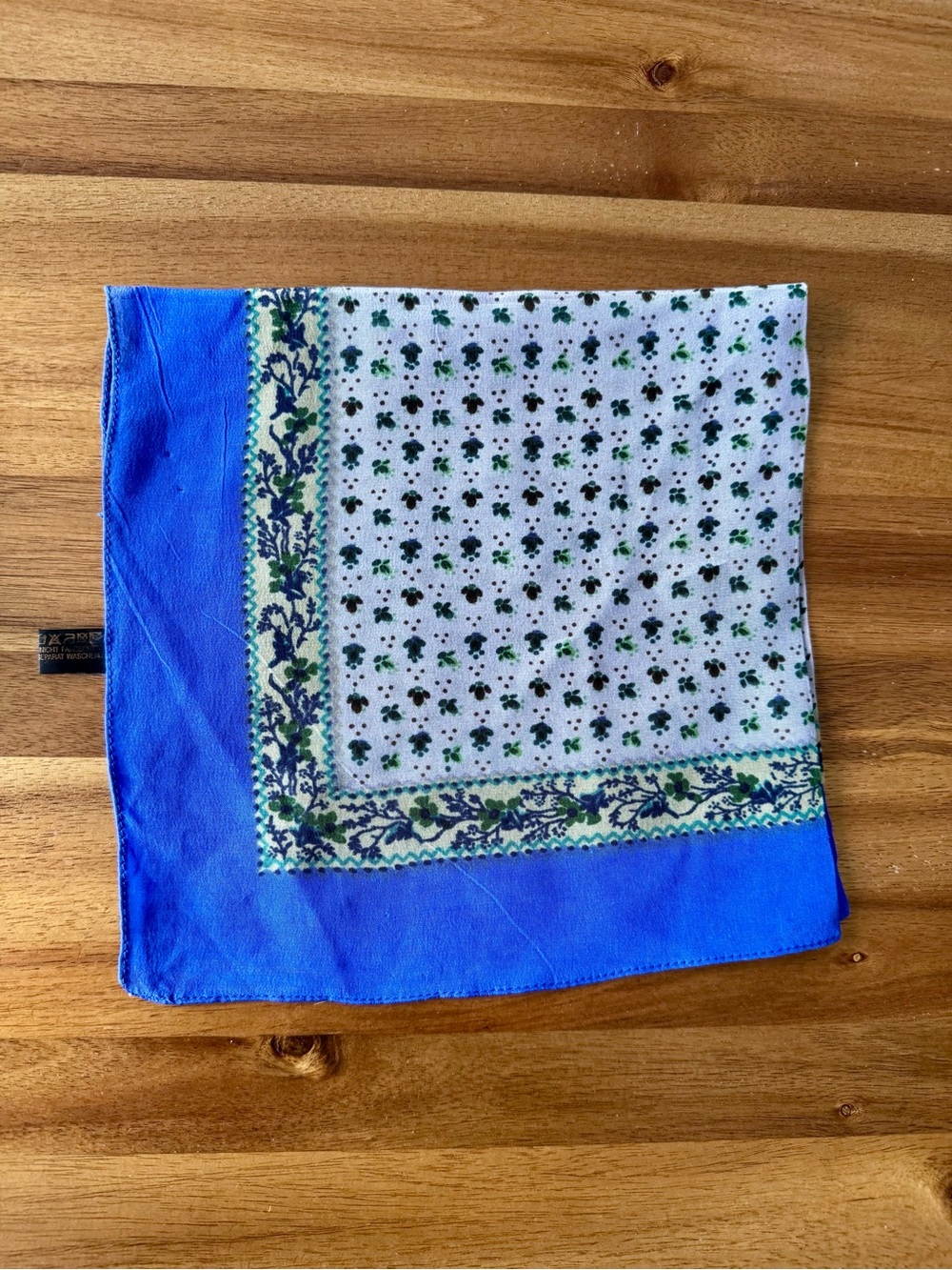 Blue and White Floral Printed Silk Scarf